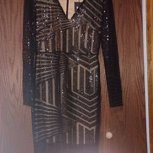 Black sequin cocktail dress